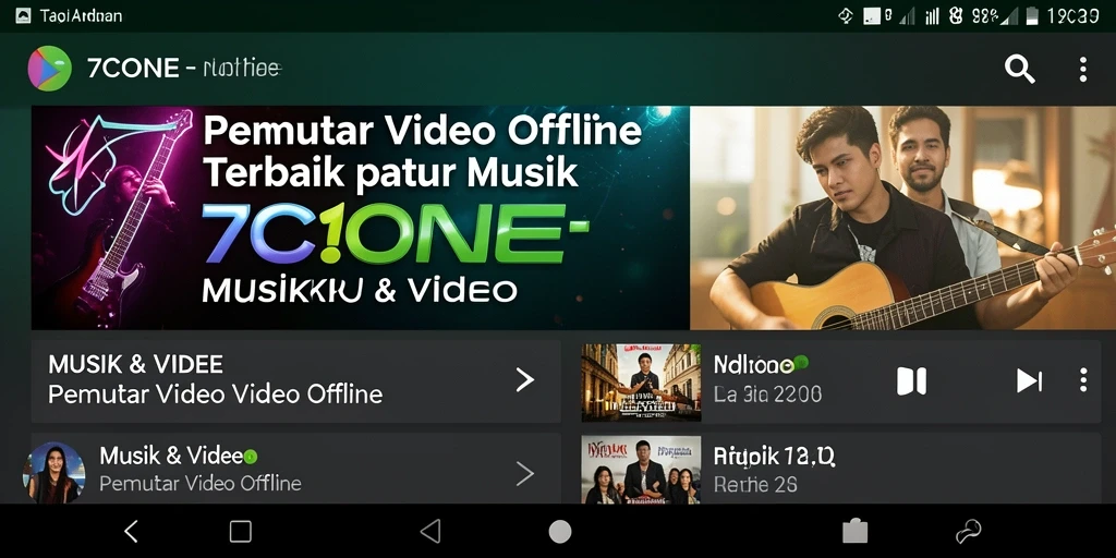 Antarmuka aplikasi Pemutar Video Offline 7CONE yang menarik dan fungsional.
