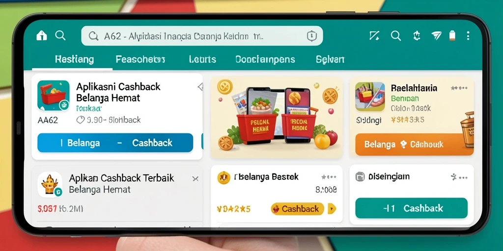 Tampilan antarmuka aplikasi AA62 dengan berbagai penawaran Cashback.