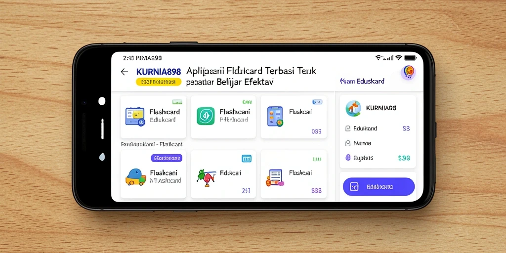 Tampilan antarmuka KURNIA898 dengan fitur Flashcard yang menarik.